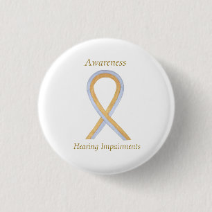 Hearing Impairments Awareness Ribbon Angel Pin
