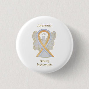 Hearing Impairments Awareness Ribbon Angel Pin
