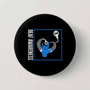 Hearing Loss Awareness Deaf Cochlear Implant ASL H 6 Cm Round Badge