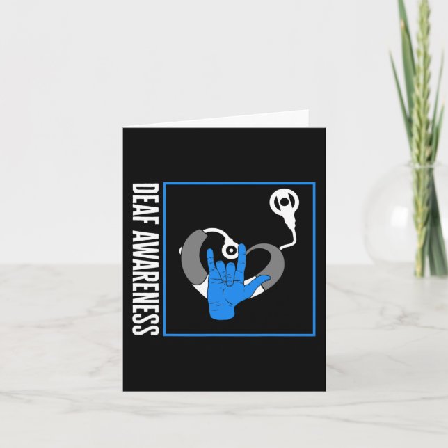 Hearing Loss Awareness Deaf Cochlear Implant ASL H Card (Front)