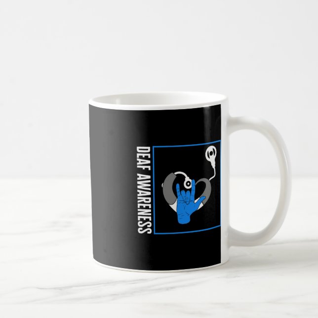 Hearing Loss Awareness Deaf Cochlear Implant ASL H Coffee Mug (Right)