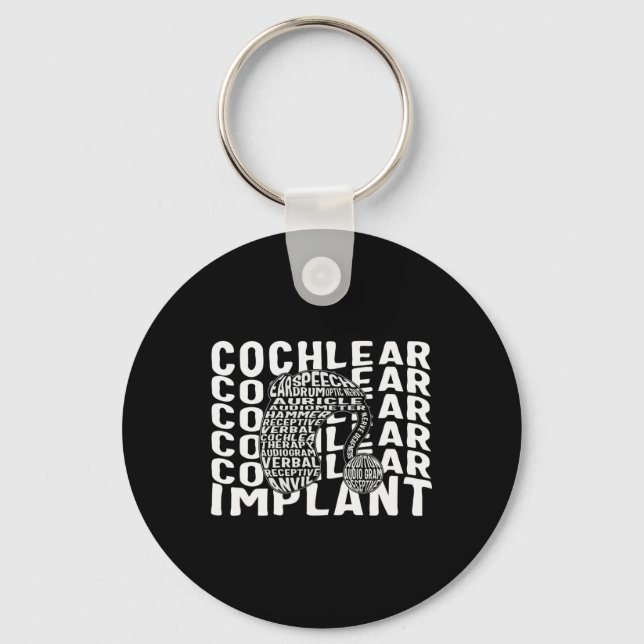 Hearing Loss Awareness Deaf Cochlear Implant Asl H Key Ring (Front)