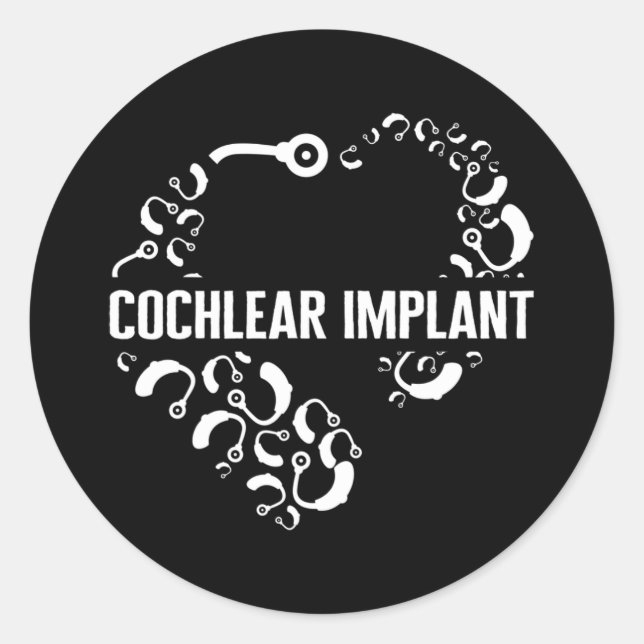 Hearing Loss Awareness Love Cochlear Implant ASL H Classic Round Sticker (Front)