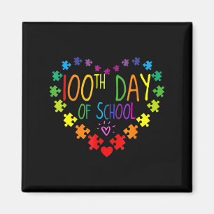 Heart 100th Day of School Teacher Autism Awareness Magnet