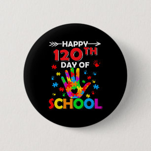 Heart 120th Day of School Teacher Autism Awareness 6 Cm Round Badge