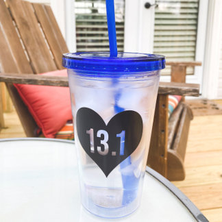 Heart 13.1 Racing Distance Half Marathon Acrylic Tumbler