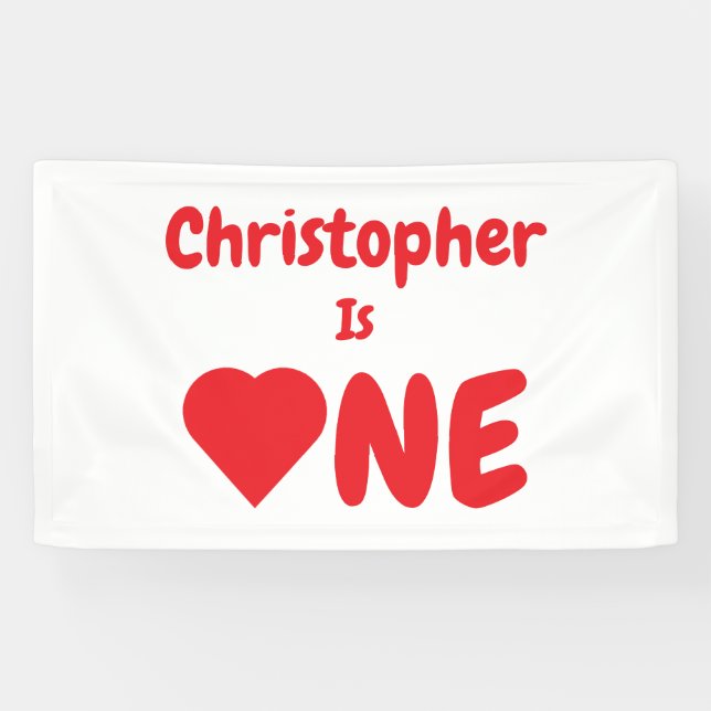 Heart 1st Birthday Banner (Horizontal)