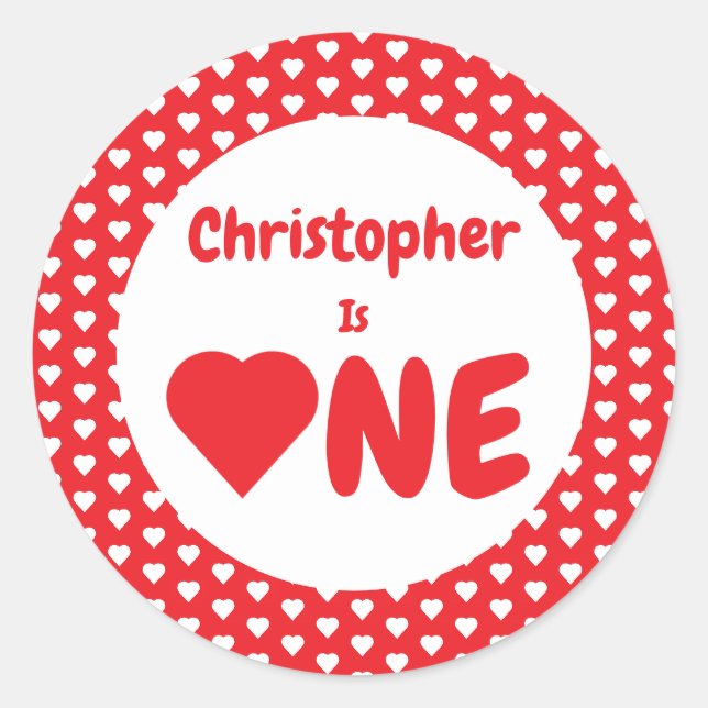 Heart 1st Birthday Classic Round Sticker (Front)