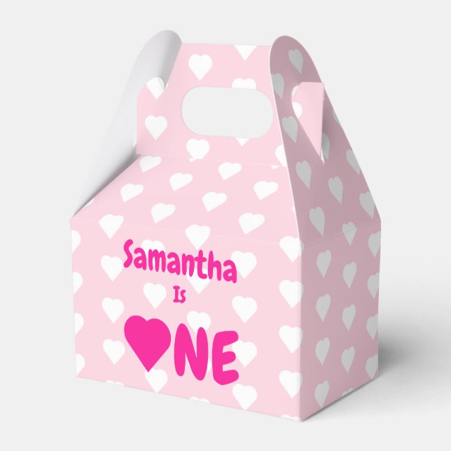 Heart 1st Birthday Favour Box (Front Side)