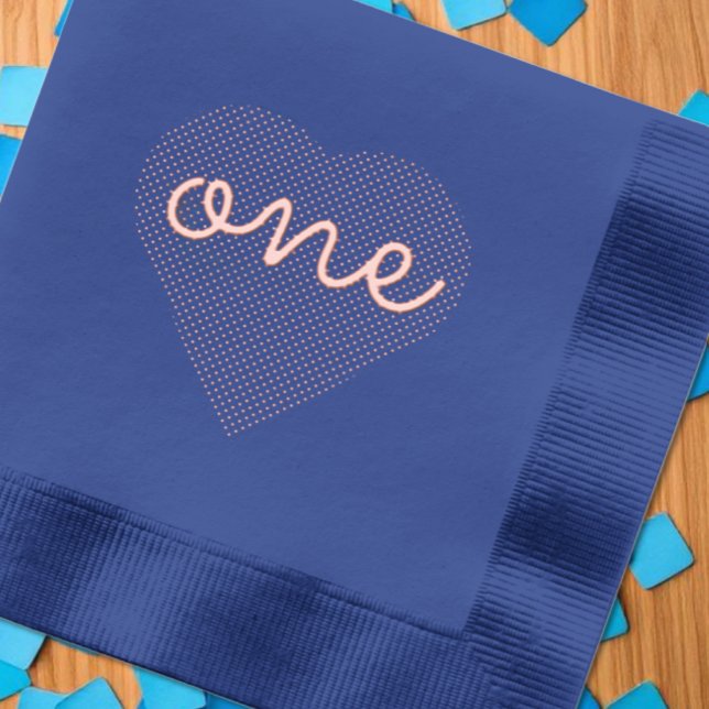 Heart 1st Birthday Foil Napkins (Creator Uploaded)