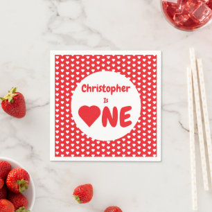 Heart 1st Birthday Napkin