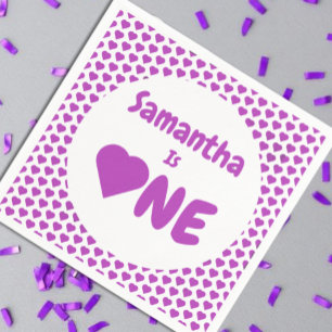 Heart 1st Birthday Napkin