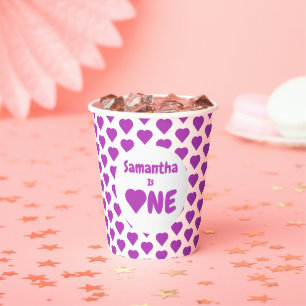 Heart 1st Birthday Paper Cups