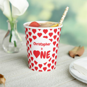 Heart 1st Birthday Paper Cups