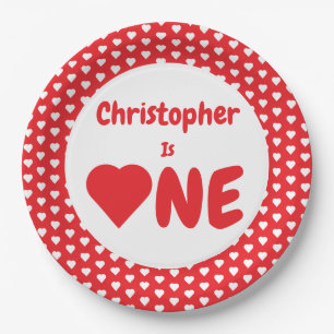 Heart 1st Birthday Paper Plate