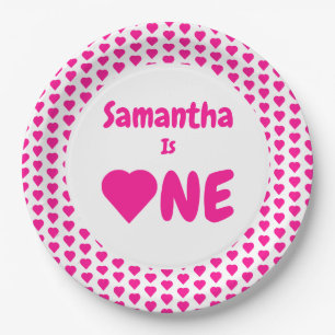 Heart 1st Birthday Paper Plate