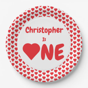 Heart 1st Birthday Paper Plate
