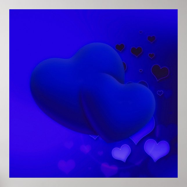 heart-629378 BLUE HEARTS LOVE WALLPAPER BACKGROUND Poster (Front)