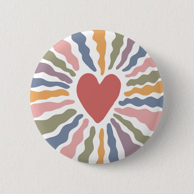 Heart 6 Cm Round Badge (Front)