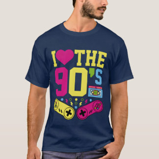 Heart 90s 1990s gamer Outfit Nineties Costume frie T-Shirt