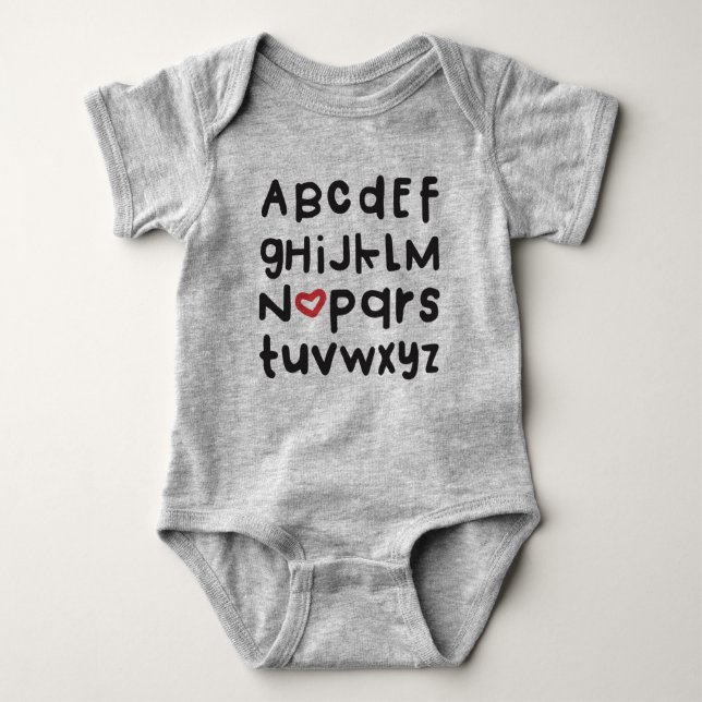 Heart ABC Baby Bodysuit (Front)