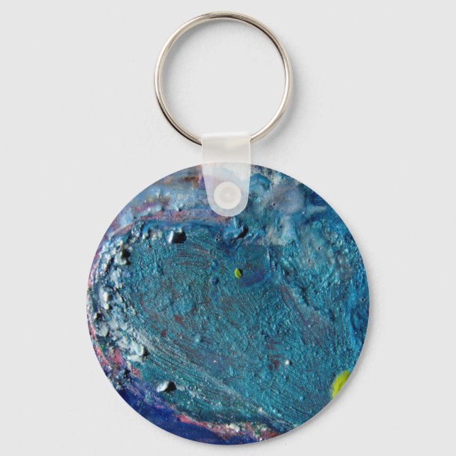 Heart Abstract Melted Crayon Collage Key Ring (Front)