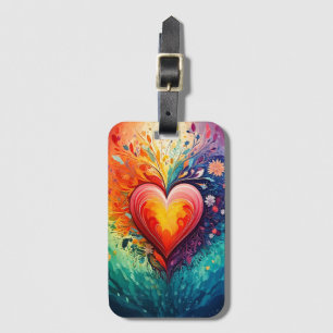 Heart Abstract Watercolor Luggage Tag