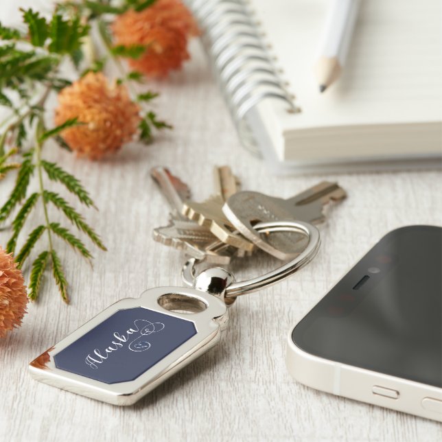 Heart Alaska Keyring, Alaskan Flag Key Ring (Side)