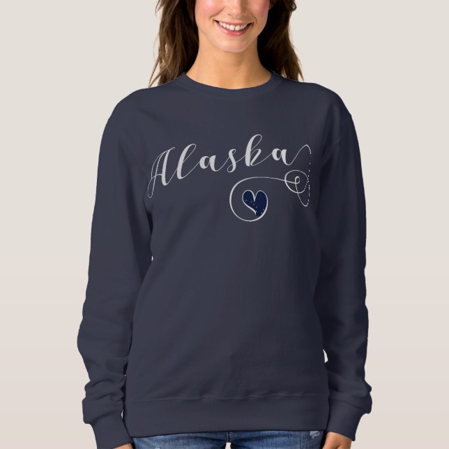 Heart Alaska Sweatshirt, Alaskan Flag Sweatshirt (Front)