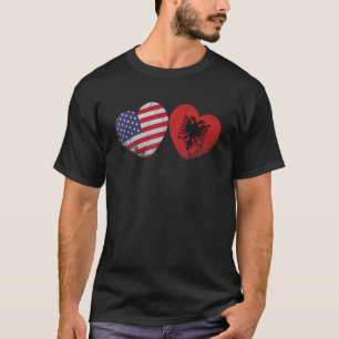 Heart Albanian American Flag Patriotic Family Heri T-Shirt