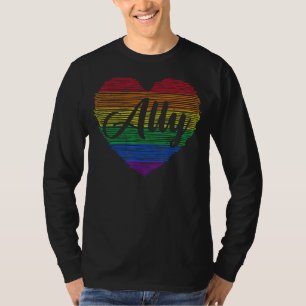 Heart Ally Rainbow Flag For Lgbt Gay And Lesbian S T-Shirt