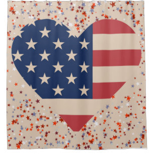 Heart American Flag Shower Curtain