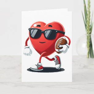 Heart American Footll Valentines Day Boys Men Kids Card