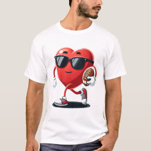Heart American Footll Valentines Day Boys Men Kids T-Shirt