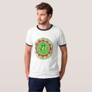 Heart Anahata Chakra Ringer T-Shirt, White/Black T-Shirt