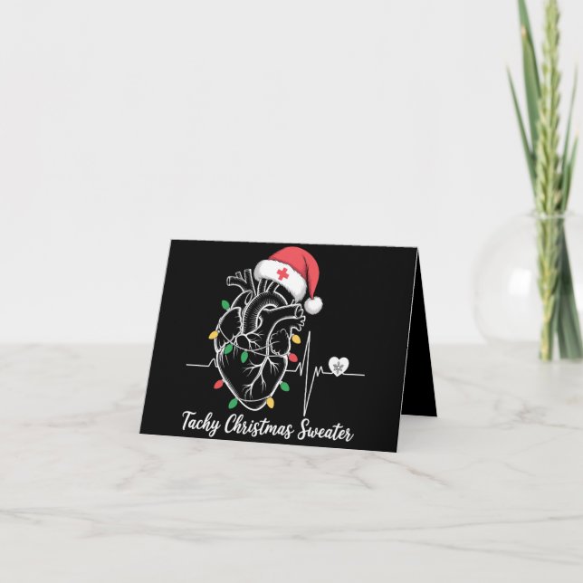 Heart Anatomy Christmas Nurse Cardiac Tachy Xmas Card (Front)