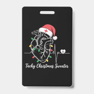 Heart Anatomy Christmas Nurse Cardiac Tachy Xmas ID Badge