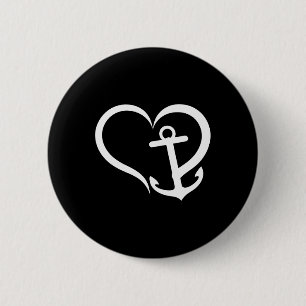 Heart Anchor Love Nautical Ocean Boating Sailing 6 Cm Round Badge