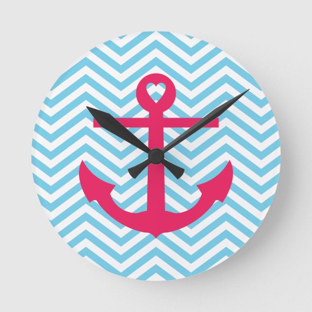Heart Anchor Round Clock (Front)
