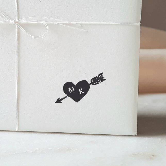 Heart and Arrow Custom Monogram Self-inking Stamp (Creator Uploaded)