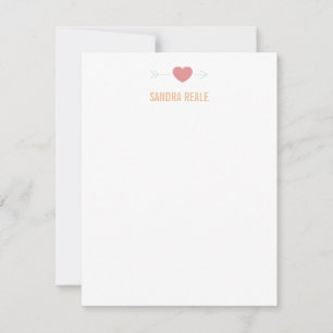 Heart and Arrow Pink Sweet Personal Note Card