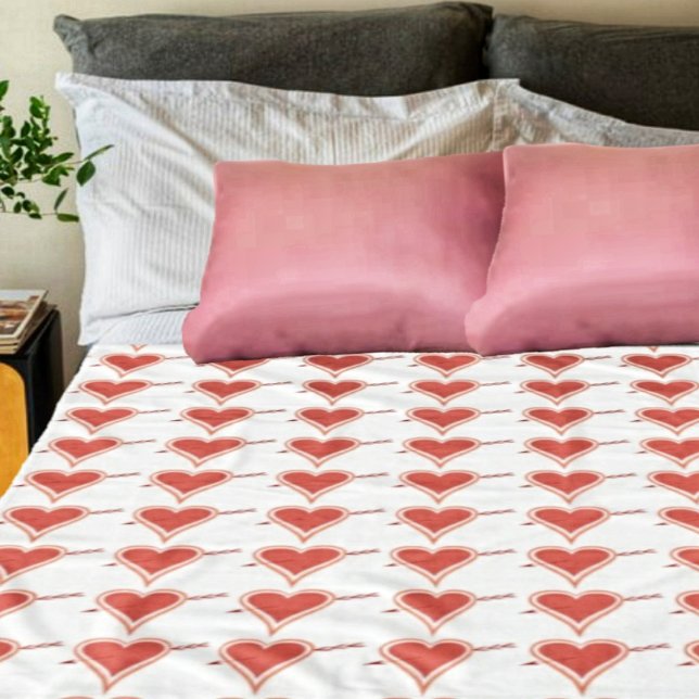 Heart And Arrow-Red Fleece Blanket (A cuddly, fleece blanket, for displaying on your bed, for the romantic month of February!)