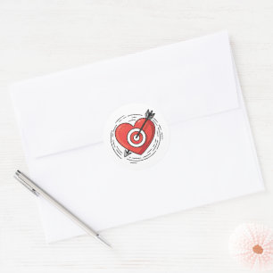 Heart and Arrow Round Stickers