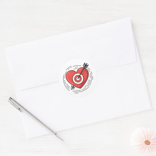 Heart and Arrow Round Stickers (Envelope)