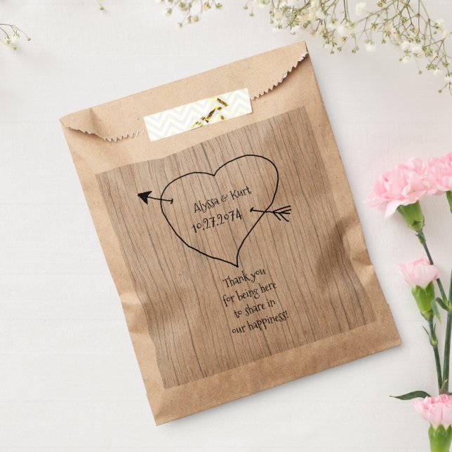 Heart and Arrow Wedding Message Favour Favour Bags (Sealed)
