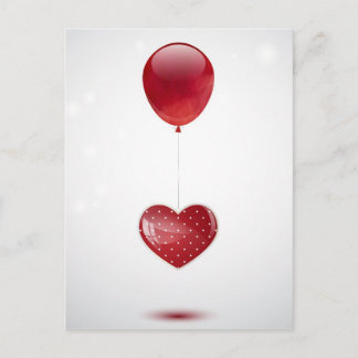 Heart and balloon postcard