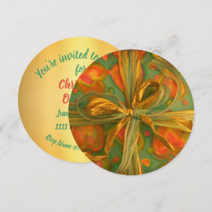 Heart and bow red green gift wrap  invitation