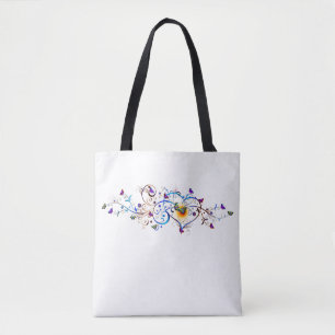 Heart and butterflies tote bag