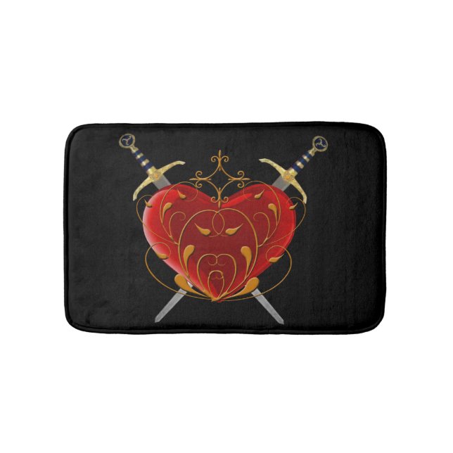Heart And Daggers Bath Mat (Front)