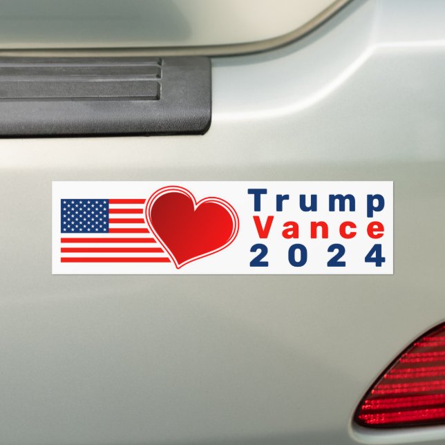 Heart and flag, Trump, Vance Bumper Sticker (On Car)